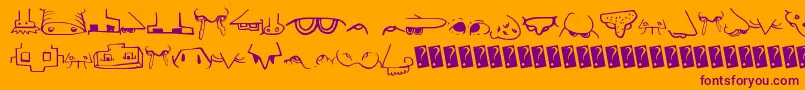 Fonte Creaturebuildernose – fontes roxas em um fundo laranja