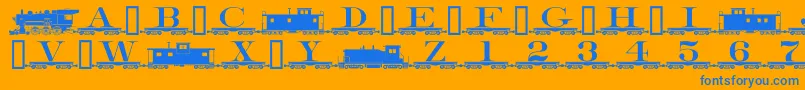 Alphabettrain Font – Blue Fonts on Orange Background