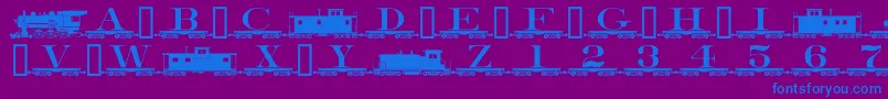 Alphabettrain Font – Blue Fonts on Purple Background