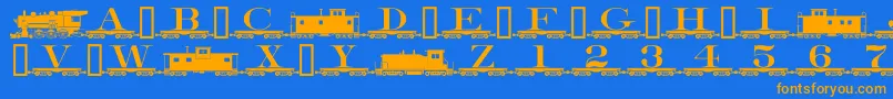 Alphabettrain Font – Orange Fonts on Blue Background