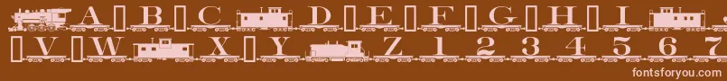 Czcionka Alphabettrain – różowe czcionki na brązowym tle