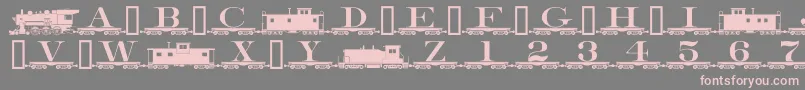 Alphabettrain-Schriftart – Rosa Schriften auf grauem Hintergrund