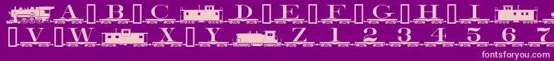 Czcionka Alphabettrain – różowe czcionki na fioletowym tle