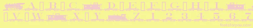 Alphabettrain Font – Pink Fonts on Yellow Background