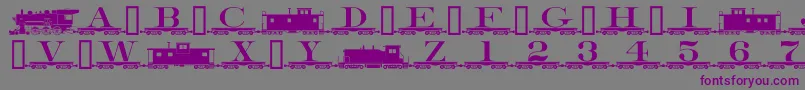 Alphabettrain-Schriftart – Violette Schriften auf grauem Hintergrund