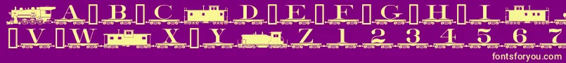 Alphabettrain Font – Yellow Fonts on Purple Background