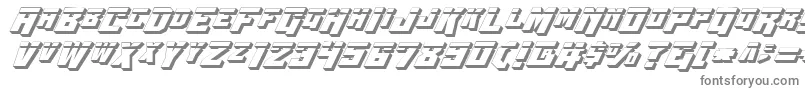 WhiskeyBravoVictorLaser3D-fontti – harmaat kirjasimet valkoisella taustalla