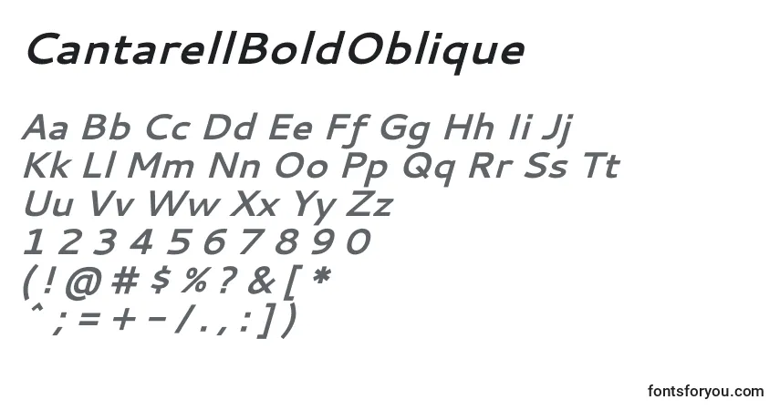 Schriftart CantarellBoldOblique – Alphabet, Zahlen, spezielle Symbole
