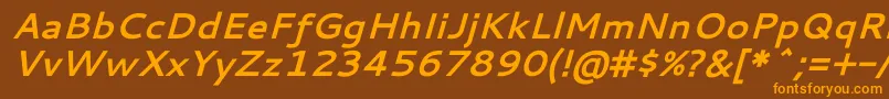 CantarellBoldOblique-Schriftart – Orangefarbene Schriften auf braunem Hintergrund
