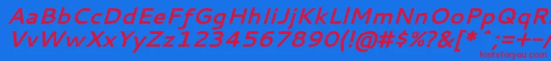 CantarellBoldOblique-Schriftart – Rote Schriften auf blauem Hintergrund