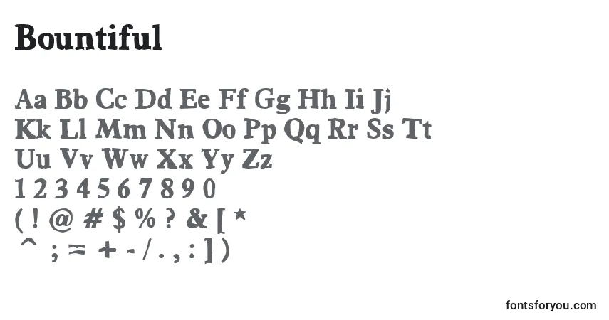 Шрифт Bountiful – алфавит, цифры, специальные символы