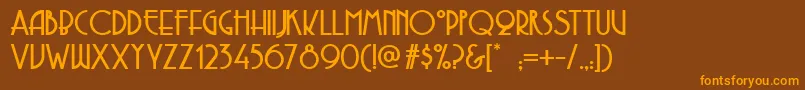 Fonte CopaseticNf – fontes laranjas em um fundo marrom