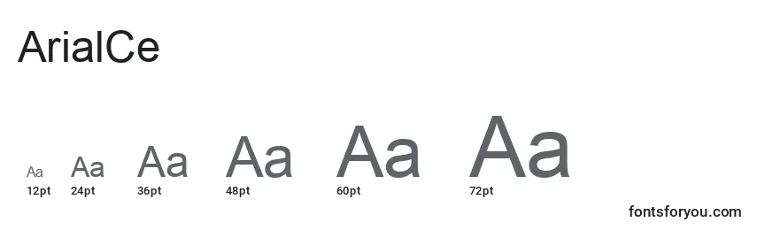 Größen der Schriftart ArialCe
