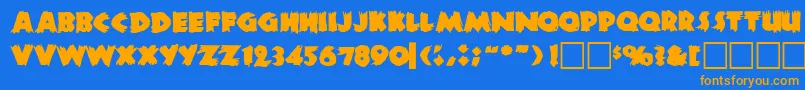フォントZombiea – オレンジ色の文字が青い背景にあります。