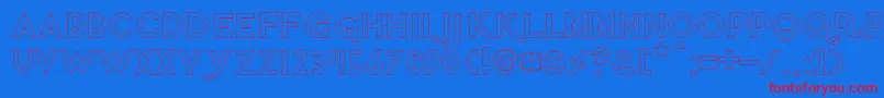 Quietthiefemptybold-Schriftart – Rote Schriften auf blauem Hintergrund