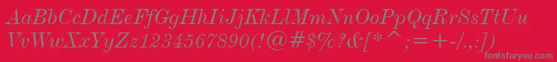 DeVinneItalicBt Font – Gray Fonts on Red Background