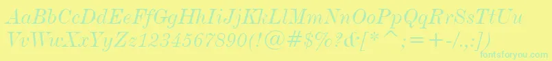 DeVinneItalicBt Font – Green Fonts on Yellow Background