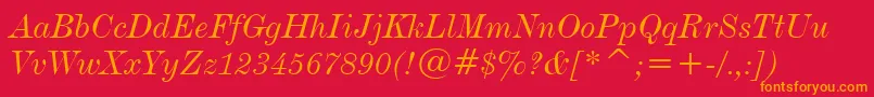 DeVinneItalicBt Font – Orange Fonts on Red Background