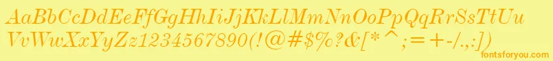 DeVinneItalicBt Font – Orange Fonts on Yellow Background