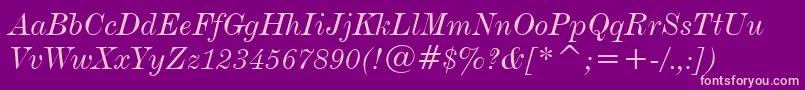 DeVinneItalicBt Font – Pink Fonts on Purple Background