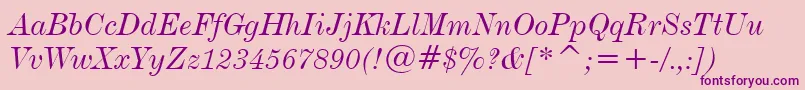DeVinneItalicBt Font – Purple Fonts on Pink Background