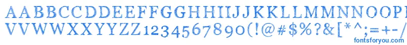 Pwserifscratch-Schriftart – Blaue Schriften auf weißem Hintergrund