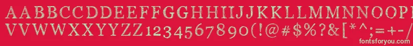 Pwserifscratch-Schriftart – Grüne Schriften auf rotem Hintergrund