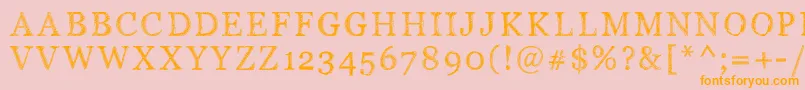 Pwserifscratch-Schriftart – Orangefarbene Schriften auf rosa Hintergrund