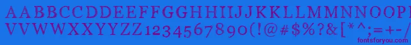 Pwserifscratch Font – Purple Fonts on Blue Background