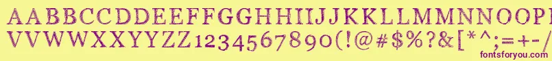 Pwserifscratch Font – Purple Fonts on Yellow Background