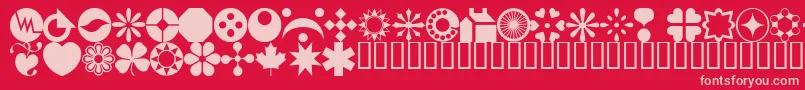 Wmshapes1-Schriftart – Rosa Schriften auf rotem Hintergrund