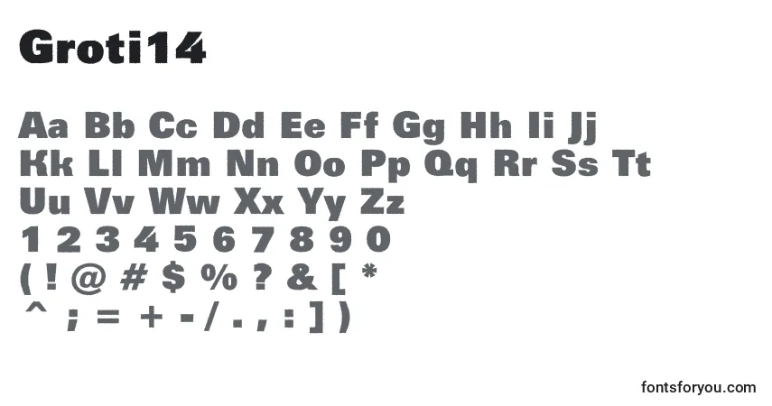 Fuente Groti14 - alfabeto, números, caracteres especiales