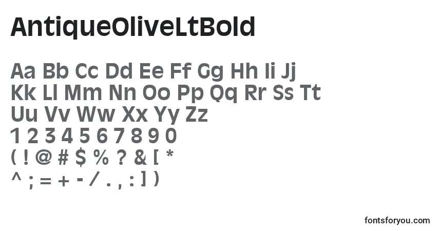 Schriftart AntiqueOliveLtBold – Alphabet, Zahlen, spezielle Symbole