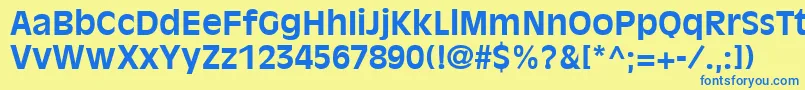 フォントAntiqueOliveLtBold – 青い文字が黄色の背景にあります。