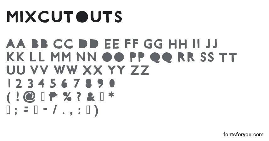 Fuente Mixcutouts - alfabeto, números, caracteres especiales
