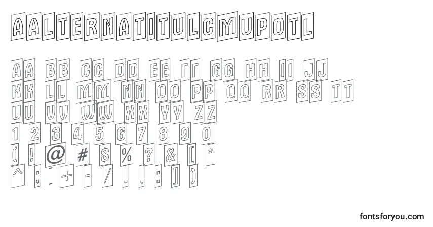 Czcionka AAlternatitulcmupotl – alfabet, cyfry, specjalne znaki