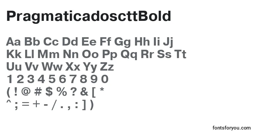 A fonte PragmaticadoscttBold – alfabeto, números, caracteres especiais