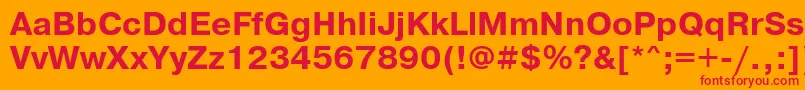 PragmaticadoscttBold-Schriftart – Rote Schriften auf orangefarbenem Hintergrund