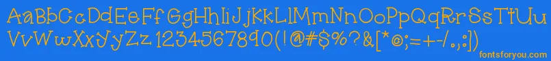 Hellopippi-Schriftart – Orangefarbene Schriften auf blauem Hintergrund