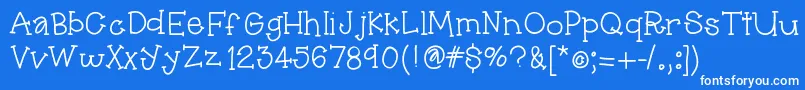 Hellopippi-Schriftart – Weiße Schriften auf blauem Hintergrund