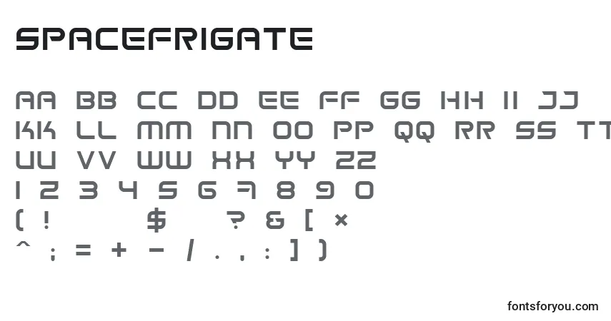 A fonte SpaceFrigate – alfabeto, números, caracteres especiais