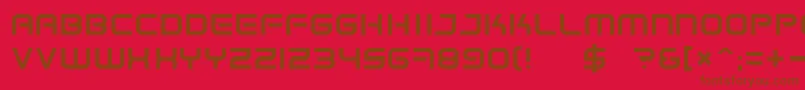 SpaceFrigate-Schriftart – Braune Schriften auf rotem Hintergrund
