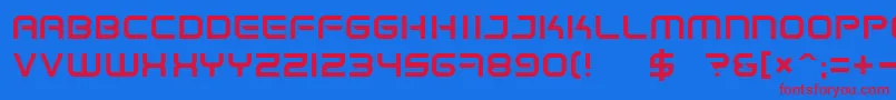 SpaceFrigate-Schriftart – Rote Schriften auf blauem Hintergrund