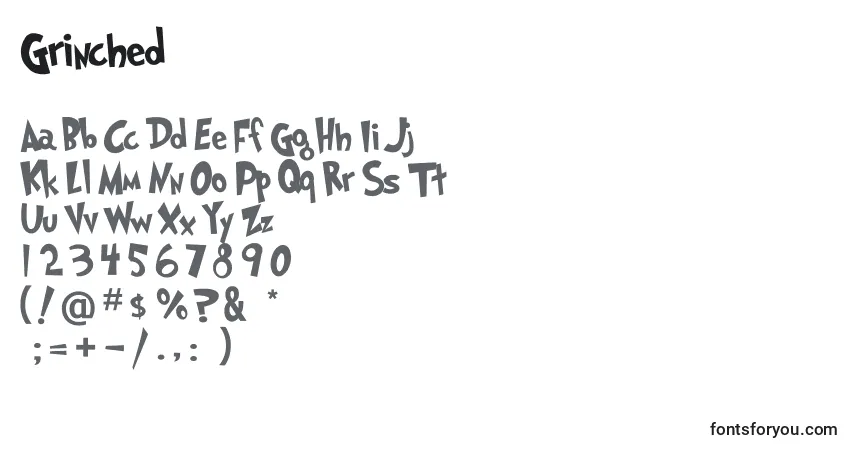 Шрифт Grinched – алфавит, цифры, специальные символы