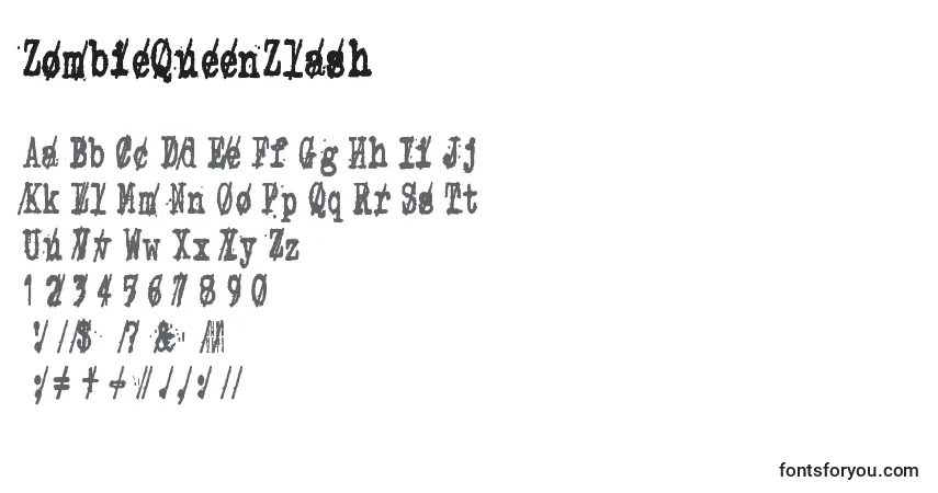 A fonte ZombieQueenZlash – alfabeto, números, caracteres especiais
