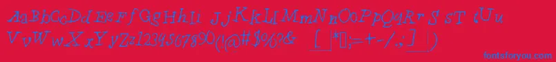 ChyldrenMedium-Schriftart – Blaue Schriften auf rotem Hintergrund