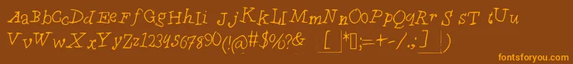 ChyldrenMedium-Schriftart – Orangefarbene Schriften auf braunem Hintergrund