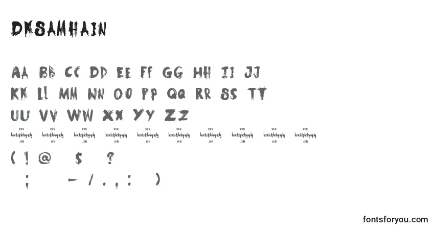A fonte DkSamhain – alfabeto, números, caracteres especiais