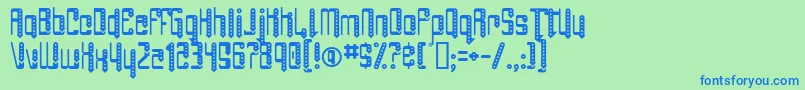 フォントAngiePierced – 青い文字は緑の背景です。