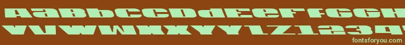 フォントUsav2lft – 緑色の文字が茶色の背景にあります。